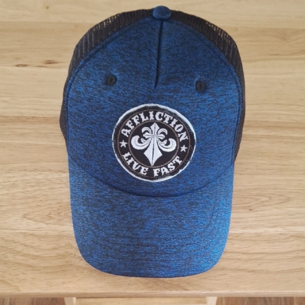 Affliction Blue and Black Hat with Bold Emblem